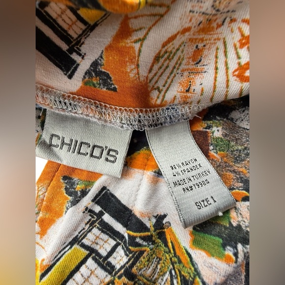 CHICO'S Vintage Italy Italian Rome Zip Rayon Jacket Medium Size 1 Artsy Abstract - Picture 6 of 6